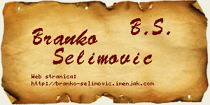 Branko Selimović vizit kartica